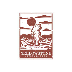 yellowstone national park vector illustration in stamp style.