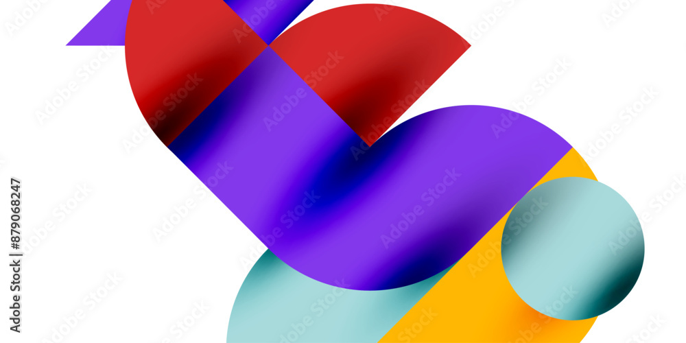 Poster tech minimal circular shapes geometric art. vector modern circles