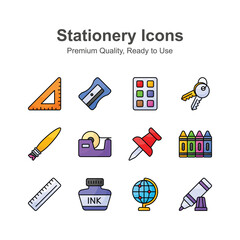 A premium set of stationery icons, ideal for representing writing, drawing, and office supplies