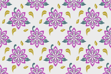 Native pattern ikat Western geometric seamless pattern. Illustration, vector, design.seamless pattern with flowers