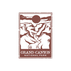 Grand Canyon national park vector illustration in stamp style.
