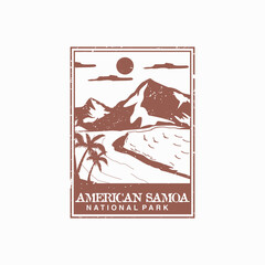 American Samoa national park vector illustration in stamp style.