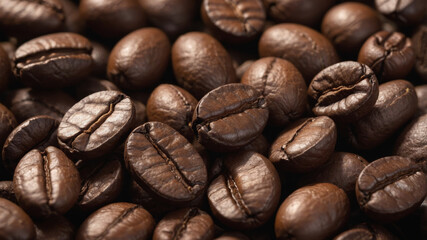 Naklejka premium Detailed Close-Up of Coffee Beans with Texture