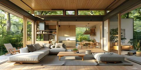 Innovative interior design in a sustainable small home. Concept Small Space Living, Sustainable Design, Innovative Interiors