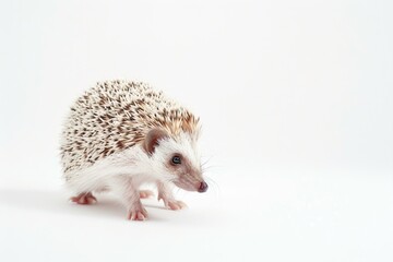 Obraz premium Curious Hedgehog on a White Background