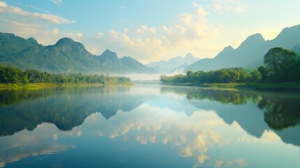 Obraz premium Mountain Reflections in Calm Water.