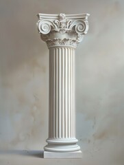 Obraz premium Antique column. Ancient Greek or Roman column on grey background