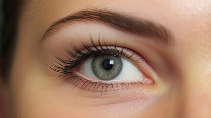 Obraz premium close-up Beautiful woman's eyes eyebrows eyelashes cosmetic with Microblading 
