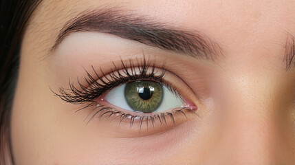 Fototapeta premium close-up Beautiful woman's eyes eyebrows eyelashes cosmetic with Microblading 