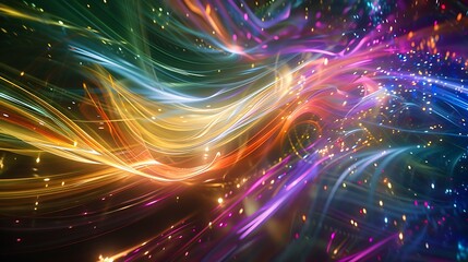 Fototapeta premium Luminous ribbons of light dancing in the night, orchestrating a breathtaking Spectrum Symphony.