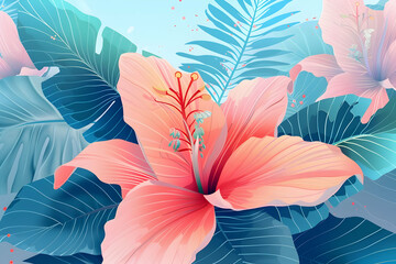 Pink Hibiscus Flower Illustration