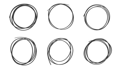 Hand drawn circle line sketch set, line art style  ,Hand drawn design elements , Flat Modern design, isolated on white background, illustration vector EPS 10