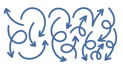 Arrows pointing in different directions handwritten isolated on white background , illustration Vector EPS 10