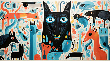 Colorful Animal Illustration with Abstract Background