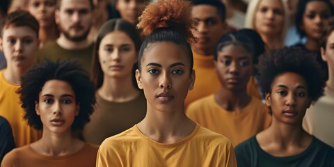 Obraz premium Diverse crowd with a mix of styles and skin tones. Concept Diverse, Multicultural, Street Style, Inclusive, Fashion Diversity