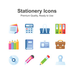 Grab this amazing stationery icons set in modern style