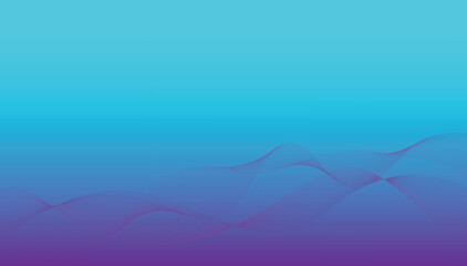 Purple dynamic linear wave blending on neon blue lighting Background. Abstract gradient background wave element for design.