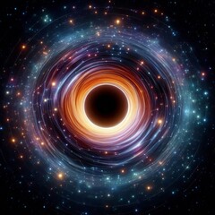 Fototapeta premium A blackhole swirling vortex of blue light and dark textures creates a cosmic dance in this space-inspired digital illustration wallpaper