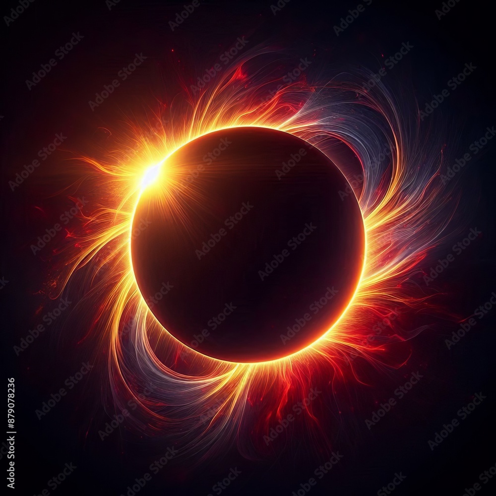 Poster abstract circle orange swirls and fiery twirls create a dynamic pattern isolated black background