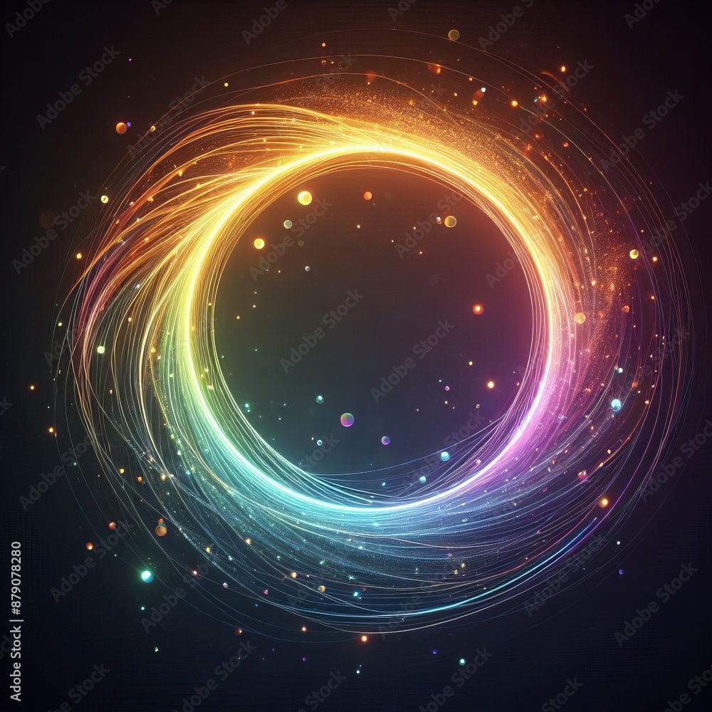 Aufkleber swirling circles of light in a bright rainbow pattern create a dynamic abstract space isolated black