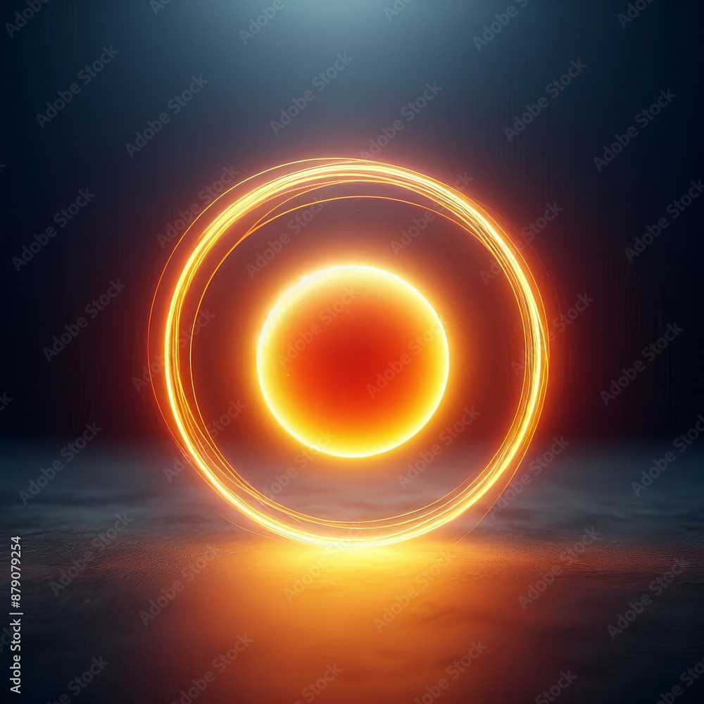 Poster abstract circle orange swirls and fiery twirls create a dynamic pattern isolated black background