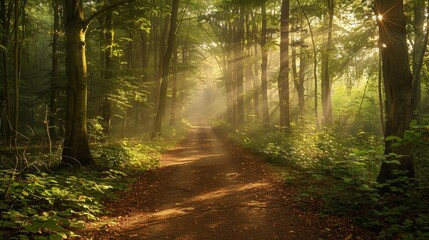 Fototapeta premium Sunbeams in a Forest.