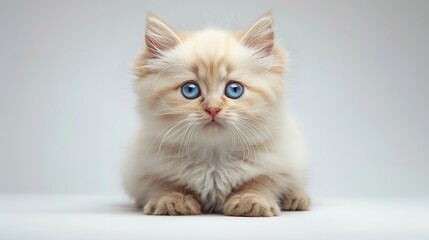 3d cartoon cute white Persian cat white background