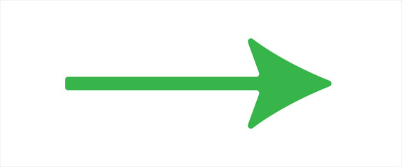 Thin black arrow pointing right. Long, straight-line arrow icon in white. Graphic illustration for direction symbols, up and down signs. Vector horizontal arrow variation isolated on white background