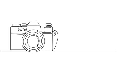 Retro camera one line continuous. Line art camera. Hand drawn vector art, Digital camera single continuous line drawing vector illustration. Premium vector, Continuous One Line Drawing of Camera.