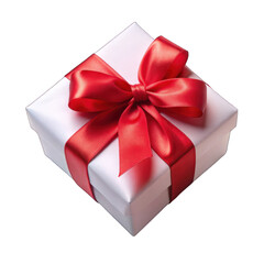 Obraz premium Open white gift box with red bow on transparent background