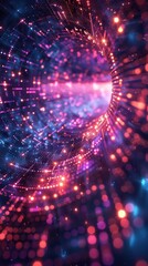 Fototapeta premium Brightly colored lights are shining brightly in a dark space