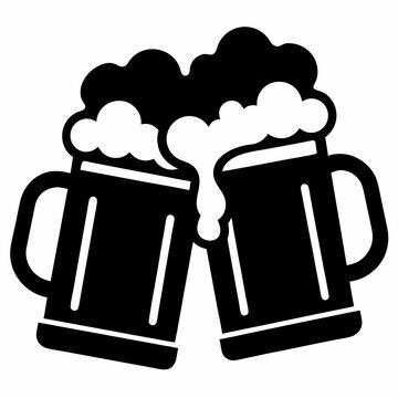 recommend clip art: Beer mug silhouette, Two clinking beer mugs icon vector illustration
                    
                    