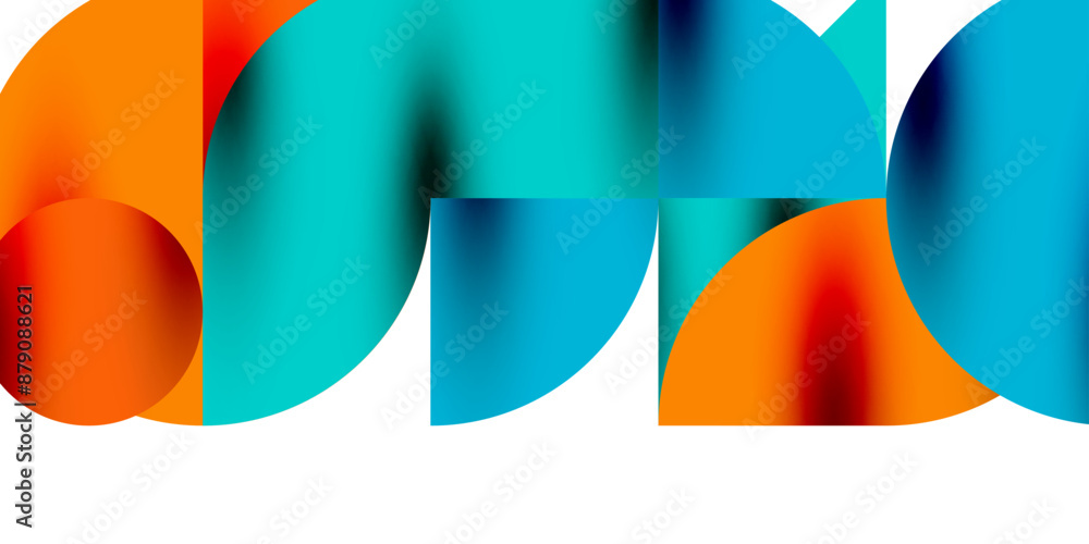 Poster tech minimal circular shapes geometric art. vector modern circles