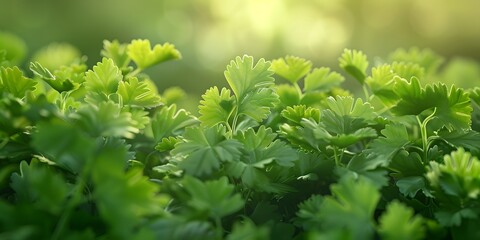 Obraz premium Realistic studio-lit image of coriander, showcasing fresh herbs with detailed clarity.