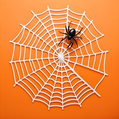 Obraz premium halloween spider web on orange background 