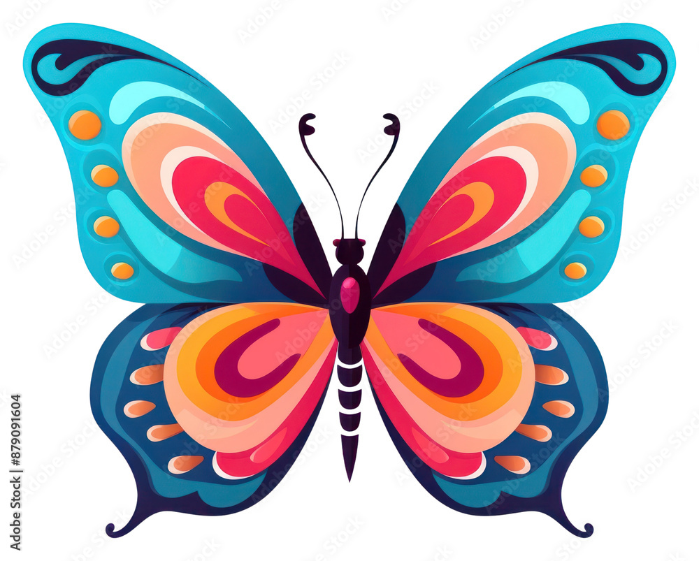 Poster PNG Cute butterfly clipart pattern animal white background.