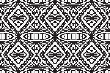 Black and White ethnic geometric seamless pattern. Geometric dark black background. Design for fabric, clothes, decorative paper, wrapping, embroidery, illustration, vector, tribal pattern 