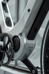 Close up of a modern minimalist contemporary electric bike frame Generative Ai
