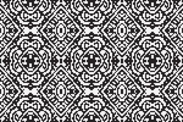 Black and White ethnic geometric seamless pattern. Geometric dark black background. Design for fabric, clothes, decorative paper, wrapping, embroidery, illustration, vector, tribal pattern 