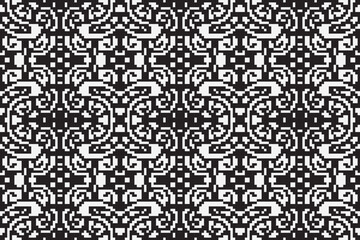 Black and White ethnic geometric seamless pattern. Geometric dark black background. Design for fabric, clothes, decorative paper, wrapping, embroidery, illustration, vector, tribal pattern 