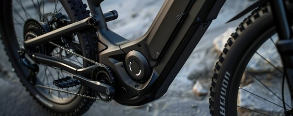 Obraz premium Close up of a modern minimalist contemporary electric bike frame Generative Ai