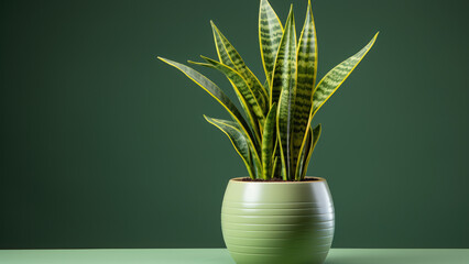 A snake plant(Sansevieria trifasciata) with empty background. Created with generative AI