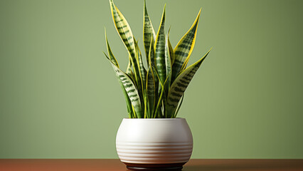 A snake plant(Sansevieria trifasciata) with empty background. Created with generative AI