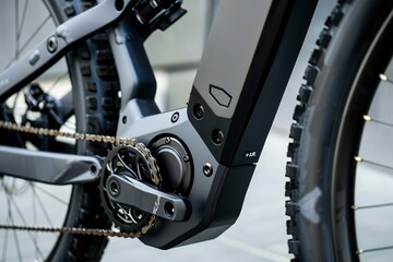 Fototapeta premium Close up of a modern minimalist contemporary electric bike frame Generative Ai