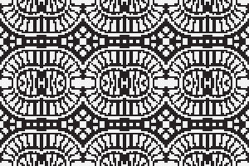 Black and White ethnic geometric seamless pattern. Geometric dark black background. Design for fabric, clothes, decorative paper, wrapping, embroidery, illustration, vector, tribal pattern 