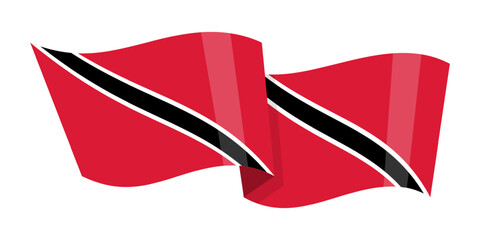 Vector illustration of wavy Trinidad and Tobago flag on transparent background