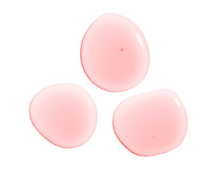 round drops of serum gel texture cosmetic products on a transparent background top view