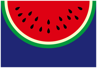 かわいい夏のスイカのフレーム背景9紺色