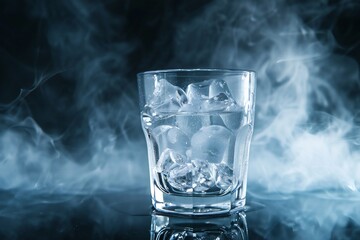 Ice cold drink in a glass with frost background Generative Ai