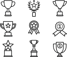 set of winner icon illustration. winner, success, best, reward, champion, illustration, cup, gold, award